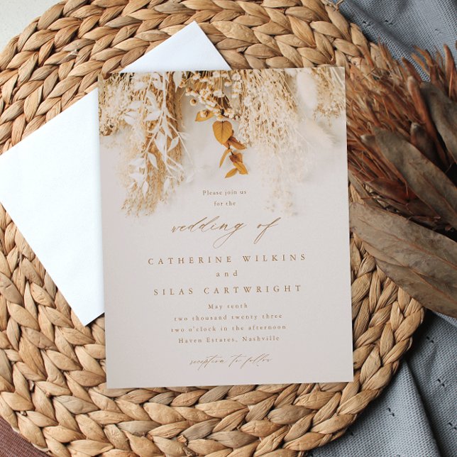 Budget Boho Fall Flowers Wedding Invitation (Creator Uploaded)