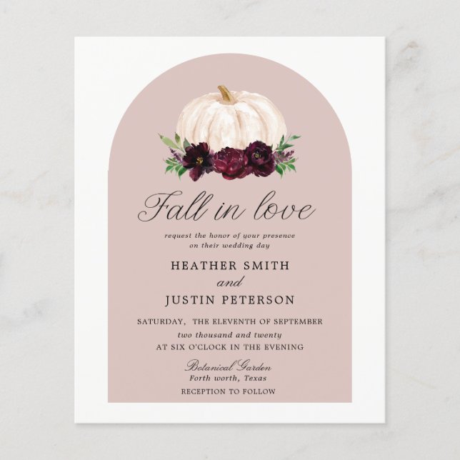 Budget Boho Fall In Love Floral Pumpkin Wedding (Front)