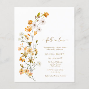 BUDGET Boho Fall In Love Wildflower Bridal Shower Flyer