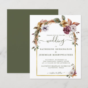 Budget Boho Floral Arch Wedding Invitation