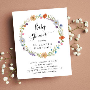 Budget Boho Floral Baby Shower Invitation