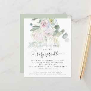 Budget Boho Floral Eucalyptus Baby Sprinkle Invite