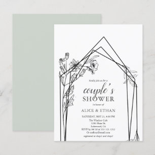 Budget Boho Flowers Geometric Couple Shower Invita Invitation Postcard