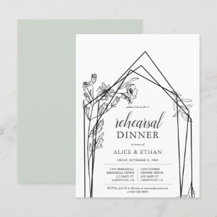 Budget Boho Flowers Geometric Rehearsal Dinner Invitation Postcard