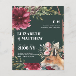 Budget Boho FOX Burgundy Floral All-in-1 Wedding  Flyer