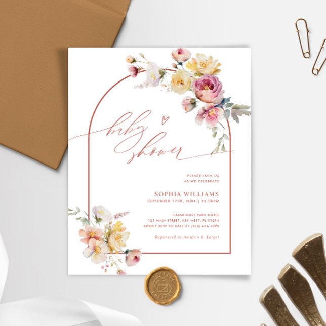Budget Boho Garden Rose Baby Shower Invitation (Creator Uploaded)
