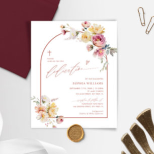Budget Boho Garden Rose Dedication Invitation