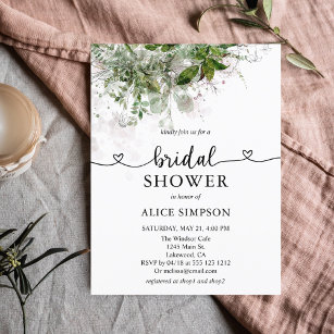 Budget Boho Greenery Heart Script Bridal Shower Invitation Postcard