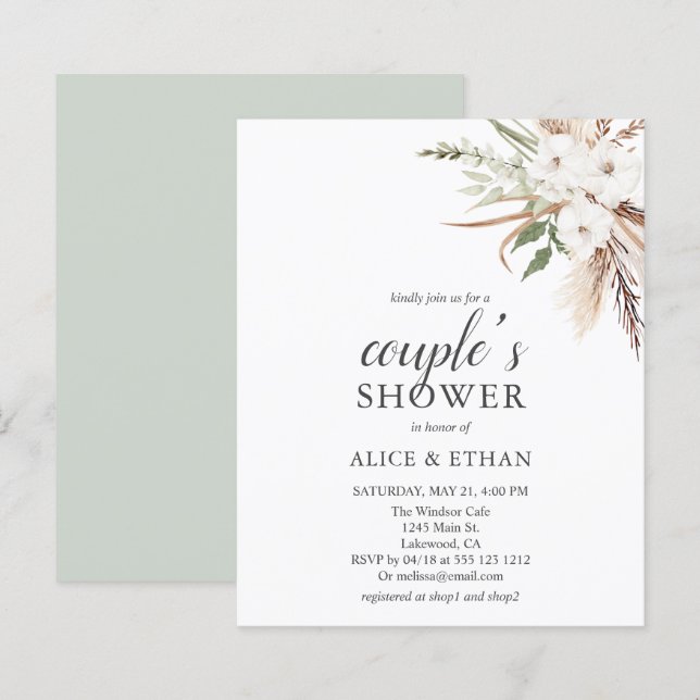 Budget Boho Greenery Pampa Grass Couples Shower (Front/Back)