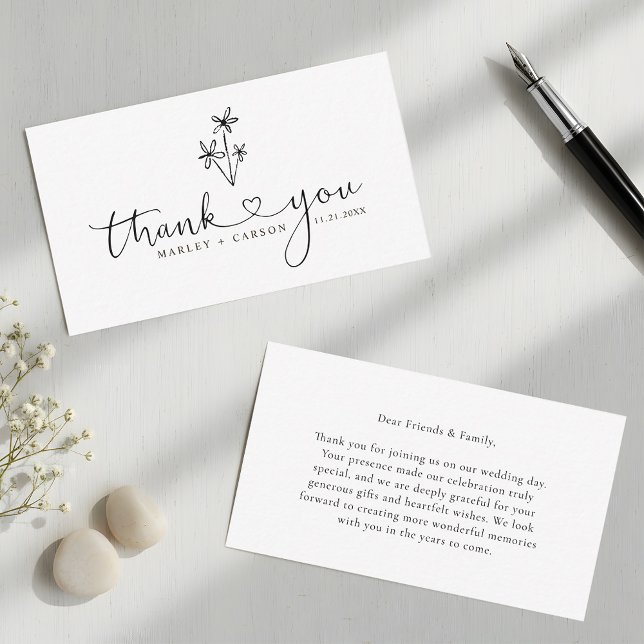 Budget Boho Heart Script Wedding Thank You Card (Creator Uploaded)