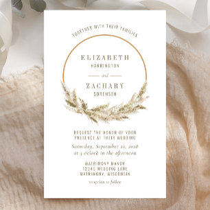 Budget Boho Hoop Pampas Grass Wedding Invitation