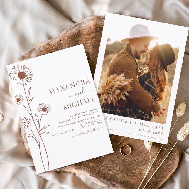 Budget Boho Modern Floral Wedding Invitations Flyer (Creator Uploaded)