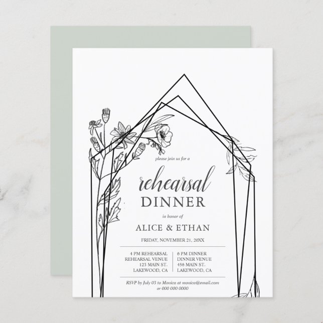 Budget Boho Orchids Geometric Rehearsal Dinner (Front/Back)