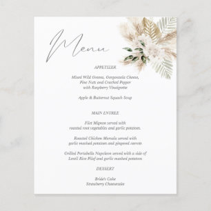 Budget  Boho Palm Leaf Floral Menu