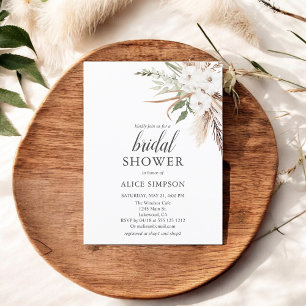Budget Boho Pampa Grass Greenery Bridal Shower Inv Invitation Postcard