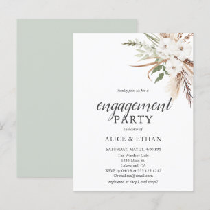Budget Boho Pampa Grass Greenery Engagement Party Invitation Postcard