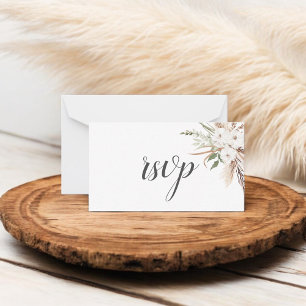  Budget Boho Pampa Grass Greenery Wedding RSVP Card