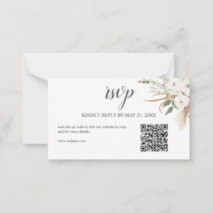  Budget Boho Pampa Grass Greenery Wedding RSVP Not Card