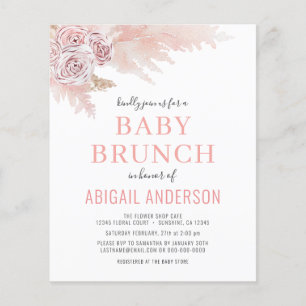 Budget Boho Pampas Grass Baby Brunch Invitation Flyer