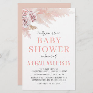 Budget Boho Pampas Grass Baby Shower Invitation