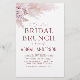 Budget Boho Pampas Grass Bridal Brunch Invitation Flyer