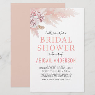 Budget Boho Pampas Grass Bridal Shower Invitation