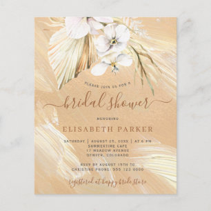 Budget boho pampas grass bridal shower invitation