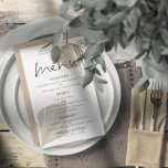 Budget Boho Pampas Grass Cream Wedding Menu<br><div class="desc">Budget Boho Pampas Grass Cream Wedding Menu. A budget price size 5.5” x 8.5”, . Bohemian pampas grasses and dried fan palm and stylish set script for the header Menu. Easily personalize the rest of the text to your own details which includes alternatives for your vegan or vegetarian options. A...</div>