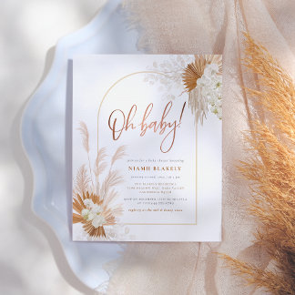 Budget Boho Pampas Grass Rose Girl Baby Shower