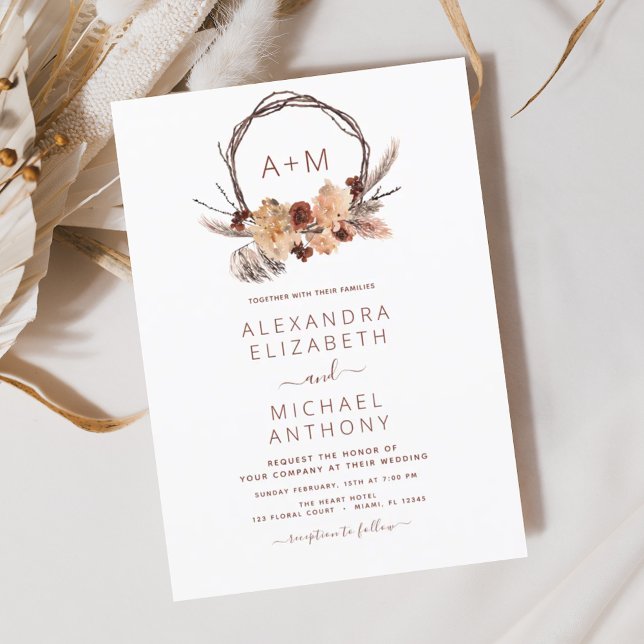 Budget Boho Pampas Grass Wedding Invitation Flyer (Creator Uploaded)