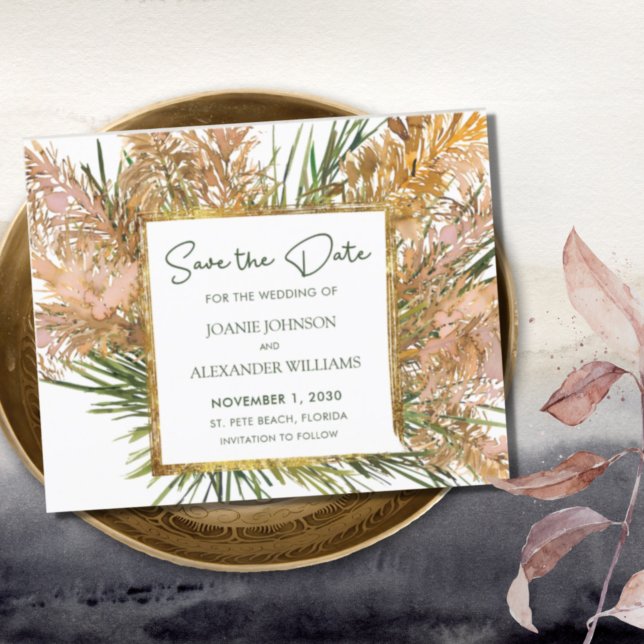 Budget Boho Pampas Grass Wedding Save the Date (Creator Uploaded)