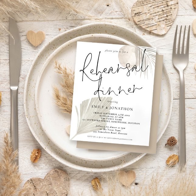 Budget Boho Pampas Wedding Rehearsal Dinner Invite (Creator Uploaded)