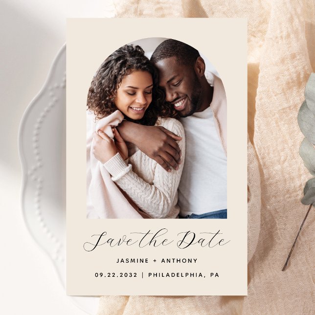 Budget Boho Photo Arch Beige Save the Date (Creator Uploaded)