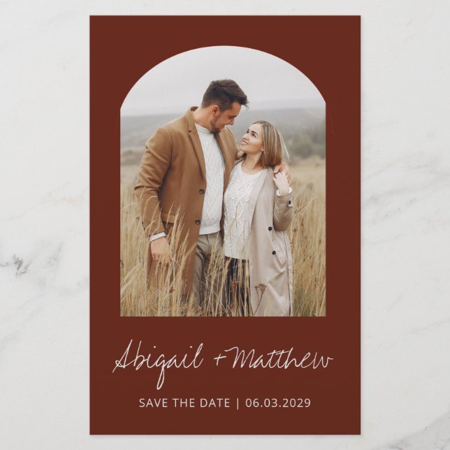 Budget Boho Photo Arch Save The Date Invitation  (Front)