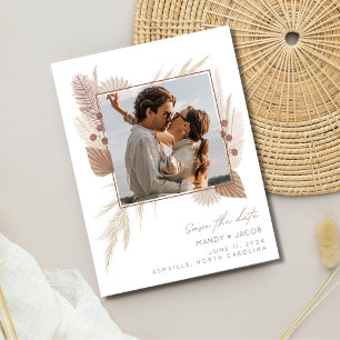 Budget Boho Photo Wedding Save the Date Announcement Postcard