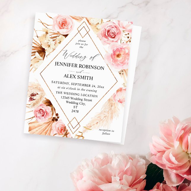 Budget Boho Pink & Beige Floral Gold Wedding (Creator Uploaded)