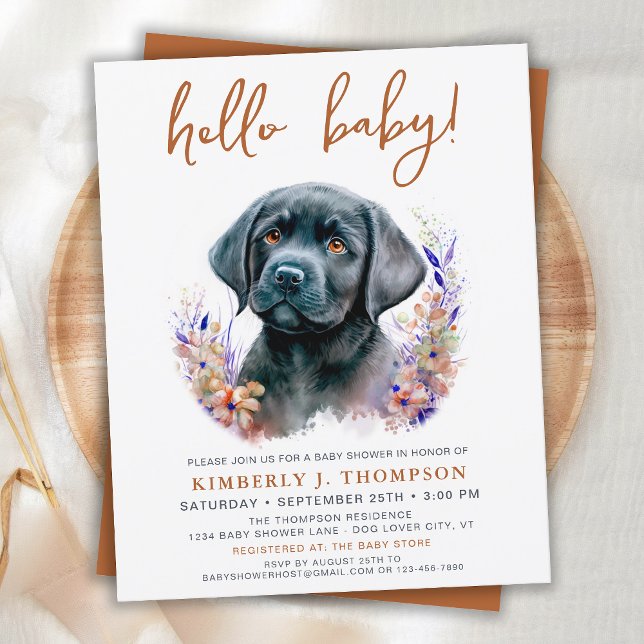 Budget Boho Puppy Dog Terracotta Baby Shower Invit (Creator Uploaded)