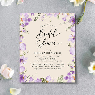 Budget Boho Purple Bridal Shower Invitation