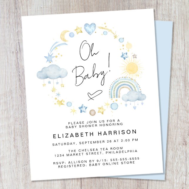 Budget Boho Rainbow Baby Boy Shower Invitation (Creator Uploaded)