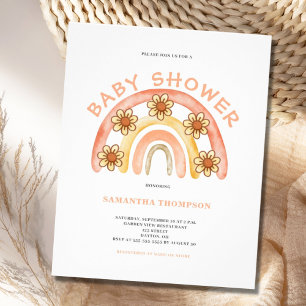 Budget Boho Rainbow Baby Shower Invitation Flyer