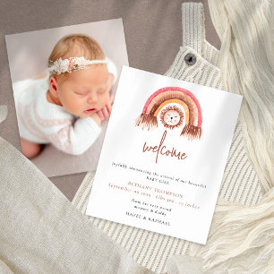 Budget Boho Rainbow Lion Birth Announcement