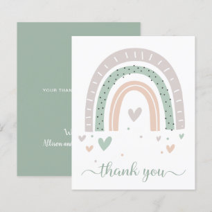 Budget Boho Rainbow Sage Green Thank You Card