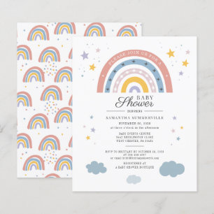 Budget Boho Rainbow Watercolor Script Baby Shower