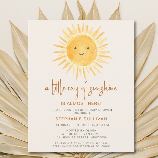 Budget Boho Ray of Sunshine Baby Shower Invitation (Creator Uploaded)