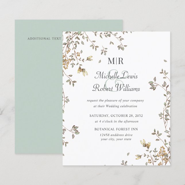BUDGET Boho Rustic leaves  Garden wedding (Front/Back)