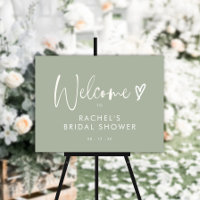 BUDGET Boho Sage Green Heart Script Bridal Shower