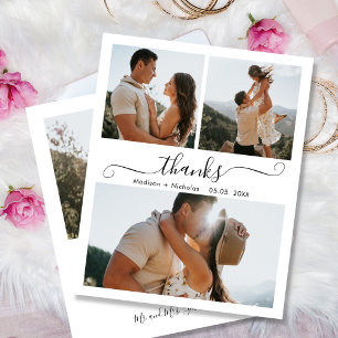Budget Boho Script Wedding Collage Thank You Flyer