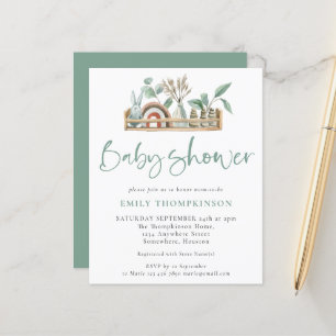 Budget Boho Shelf Toys Sage Baby Shower Invite