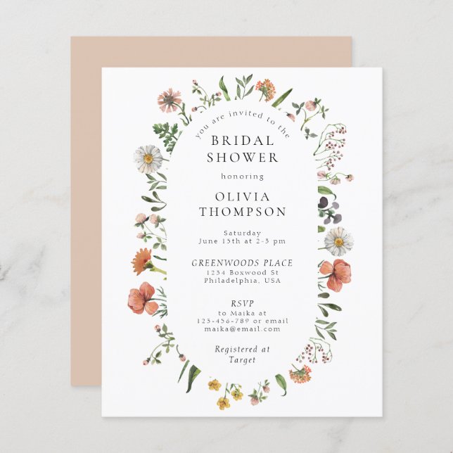 Budget Boho Spring Wildflower Arch Bridal Shower (Front/Back)