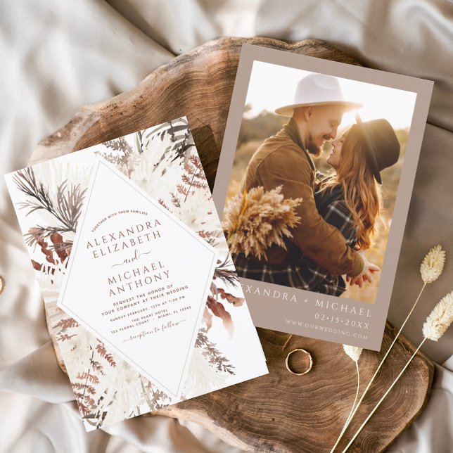 Budget Boho Terracotta Photo Pampas Grass Wedding (Creator Uploaded)